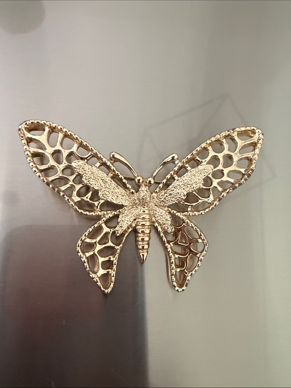 Sarah Coventry Gold Butterfly Brooch - Openwork Metal Accent
